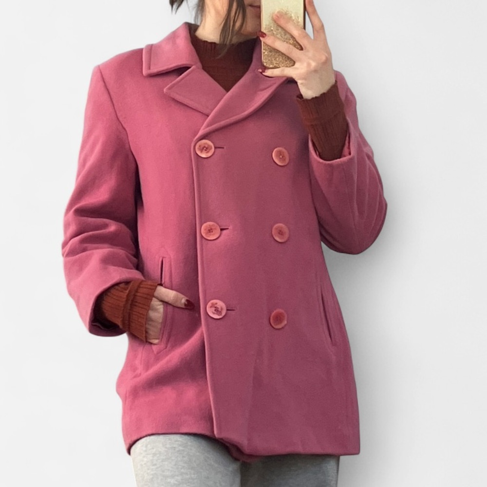 L.L. Bean Wool Rose Double-Breasted Pea Coat Vintage Valentines